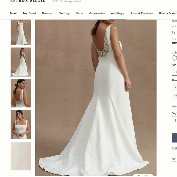 Jenny Yoo Ivory Square-Neck Crepe Wedding Gown - Picture 2 of 7